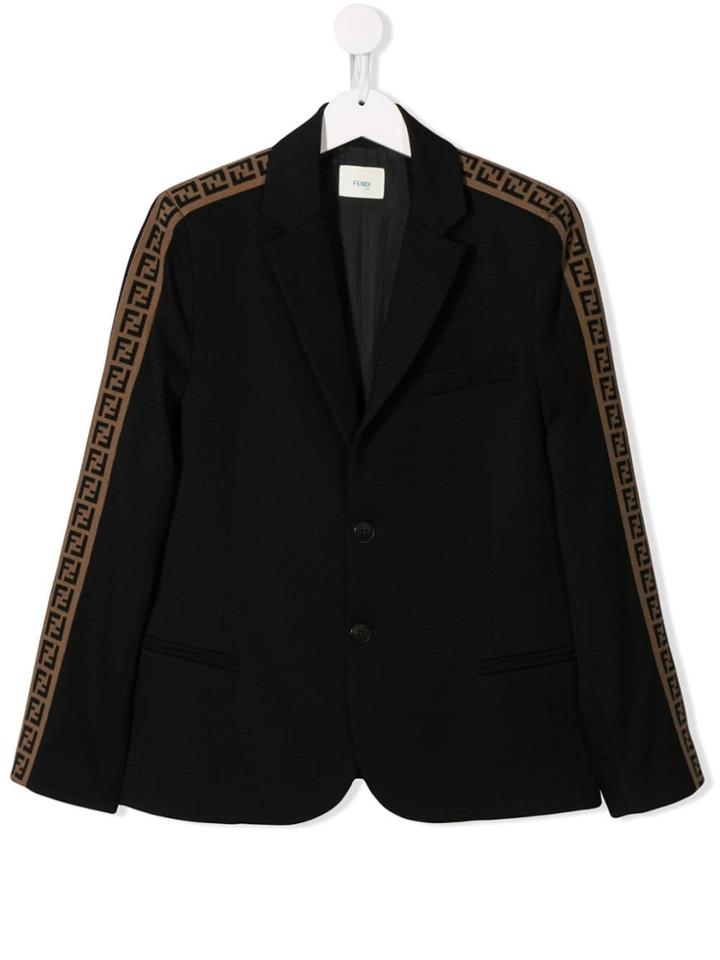 Fendi Kids Ff Stripe Blazer - Black
