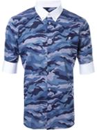 Loveless Button Down Camouflage Shirt, Men's, Size: 2, Blue, Cotton
