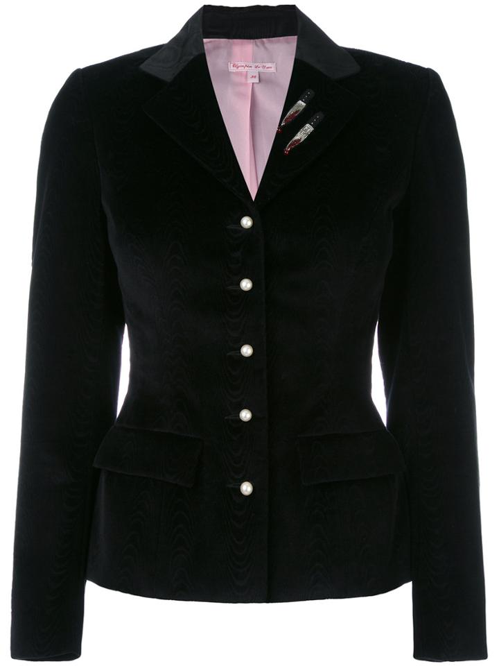 Olympia Le-tan Blazer With Sequin Appliqué - Black