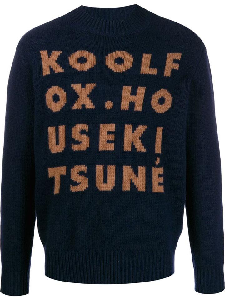 Maison Kitsuné Knitted Text Jumper - Blue