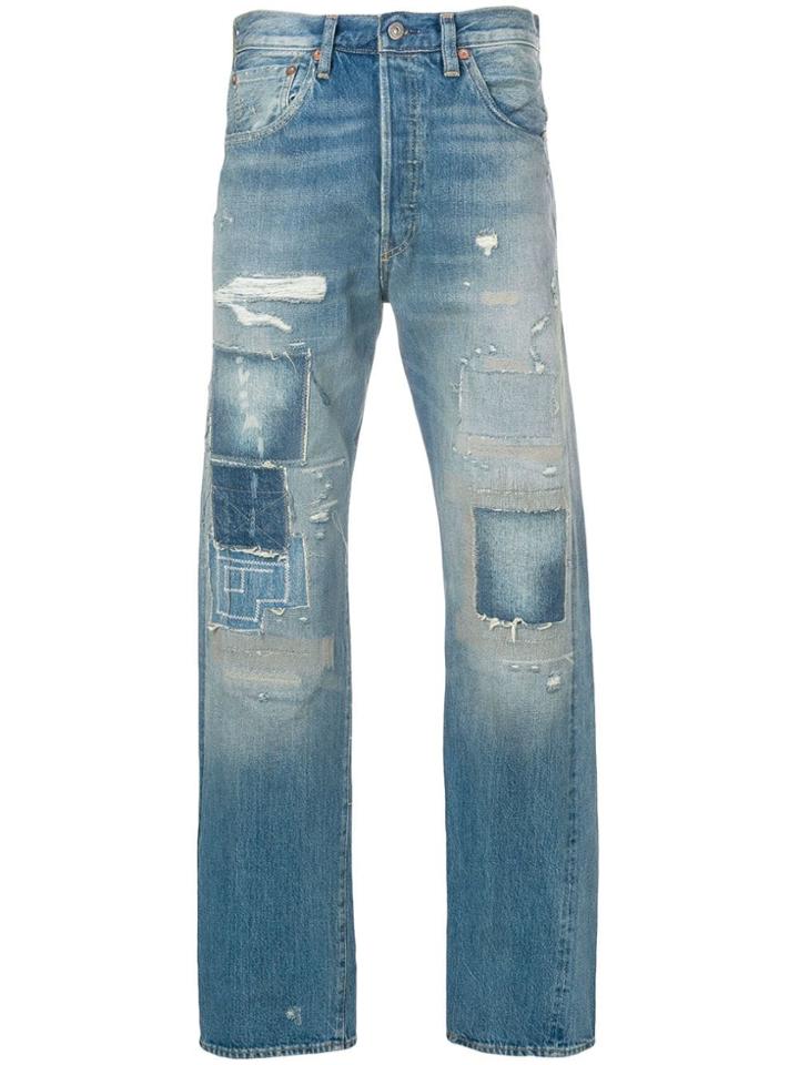 Levi's Patchwork Straight Leg Jeans - Blue