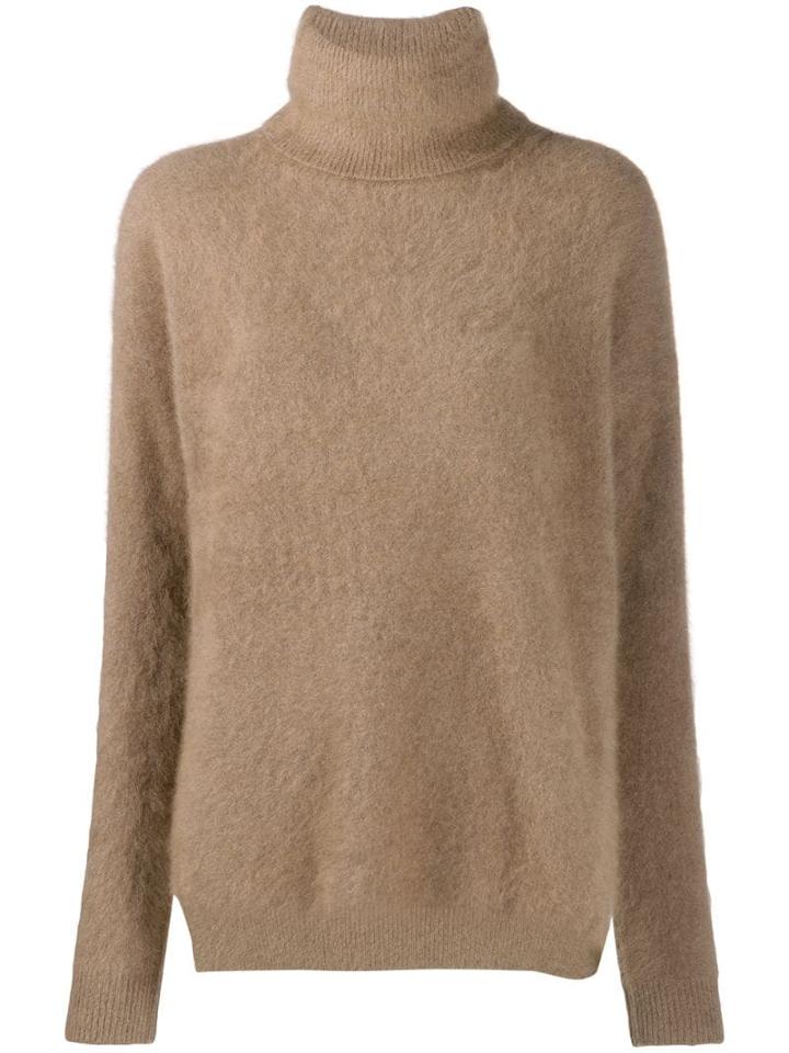 Mes Demoiselles Side Slit Roll Neck Jumper - Neutrals