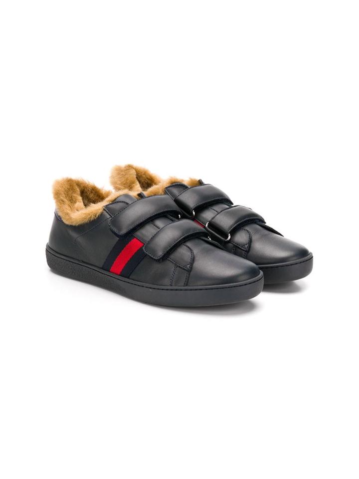 Gucci Kids Teen Touch Strap Fastening Sneakers - Blue