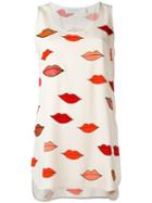 Victoria Victoria Beckham Lip Print Tank Top, Women's, Size: 38, Red, Viscose/spandex/elastane/silk