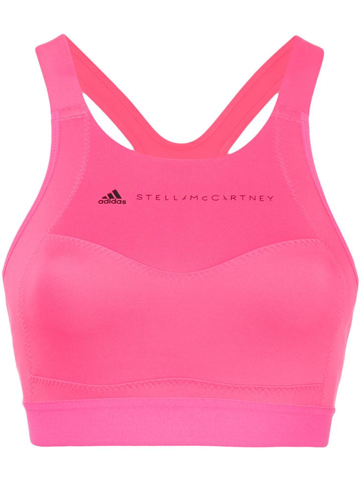 Adidas By Stella Mccartney Logo Printed Sports Bra - Pink & Purple