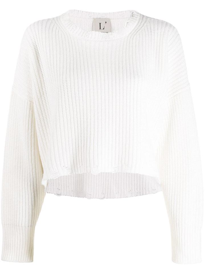 L'autre Chose Cropped Long-sleeve Sweater - White