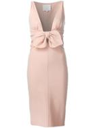 Dsquared2 Plunging Bow Dress, Women's, Size: 38, Pink/purple, Virgin Wool/spandex/elastane