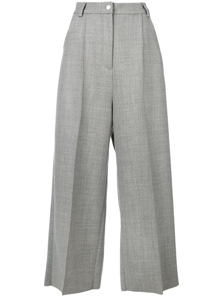 Natasha Zinko Gabardine Pleated Cropped Trousers - Grey