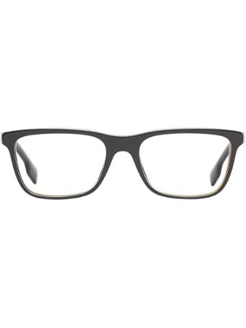 Burberry Eyewear Icon Stripe Rectangular Glasses - Black
