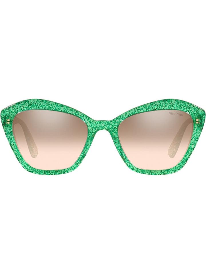 Miu Miu Eyewear Logo Glitter Sunglasses - Green