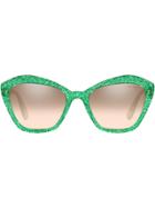Miu Miu Eyewear Logo Glitter Sunglasses - Green