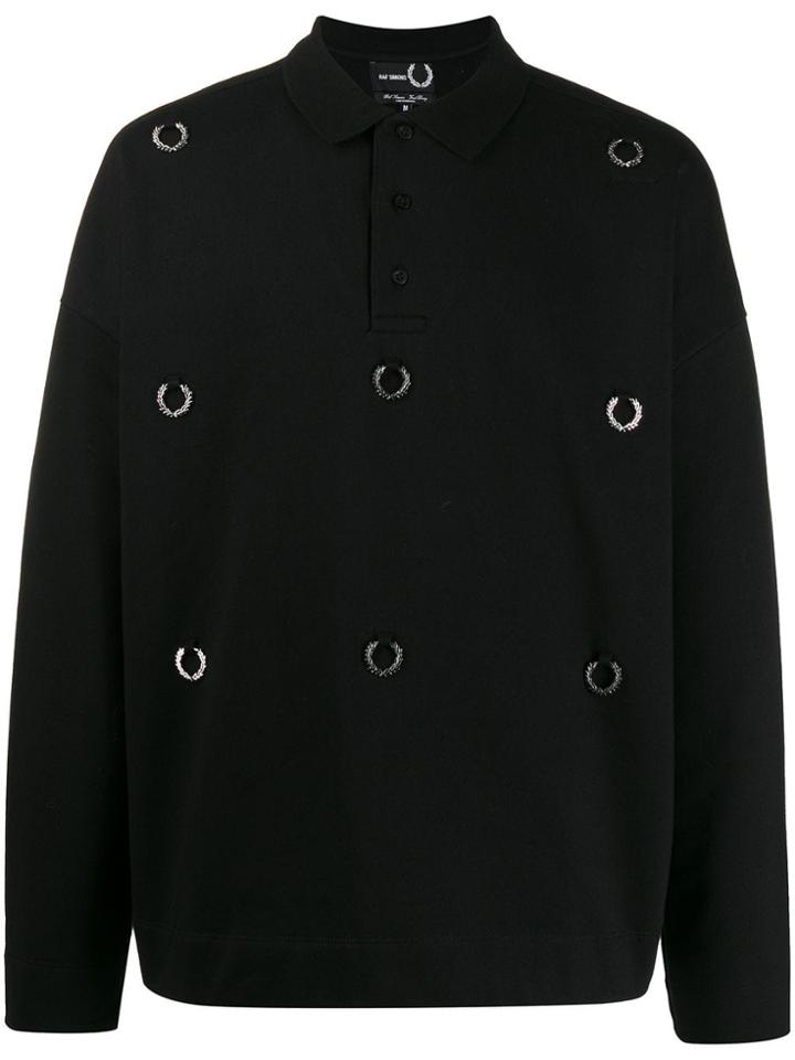Raf Simons X Fred Perry Oversized Laurel Wreath Polo Shirt - Black