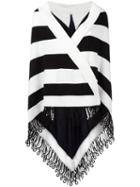 Antonia Zander Striped Cape, Women's, Black, Cotton/polypropylene/cashmere