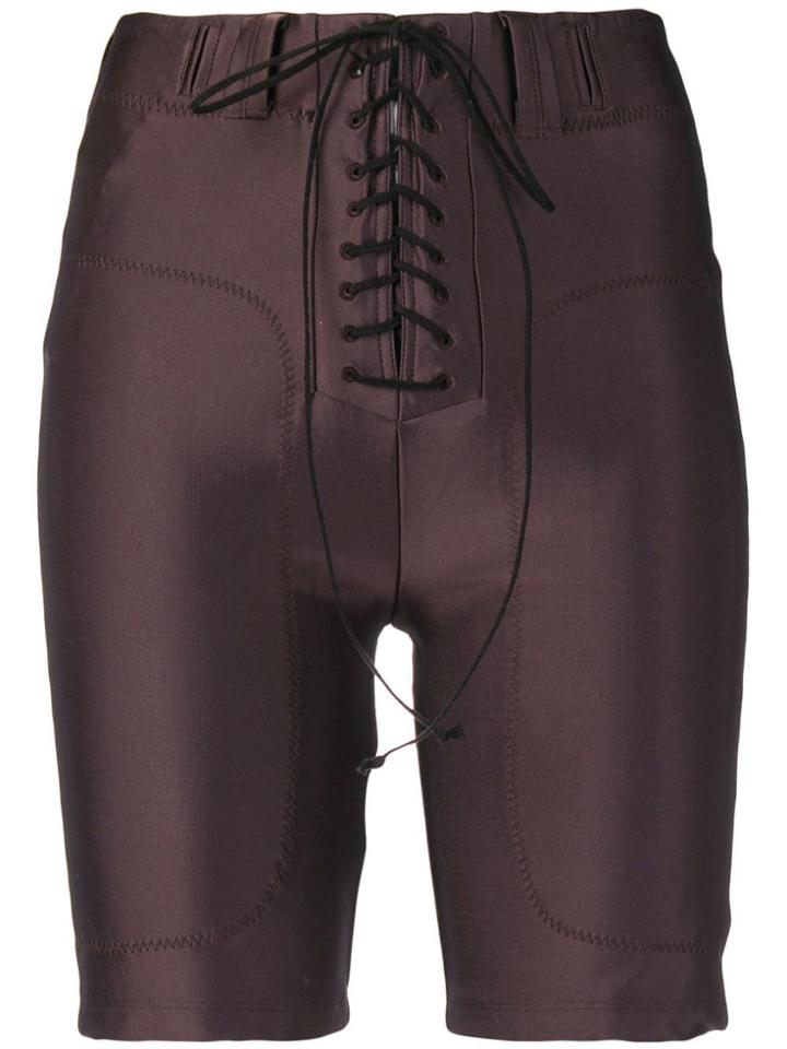Unravel Project Lace-up Cycling Shorts - Brown