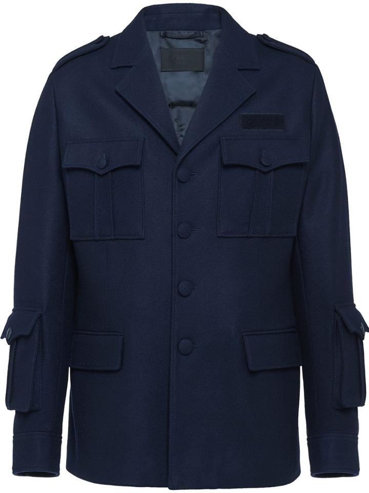 Prada Loden Military Jacket - Blue