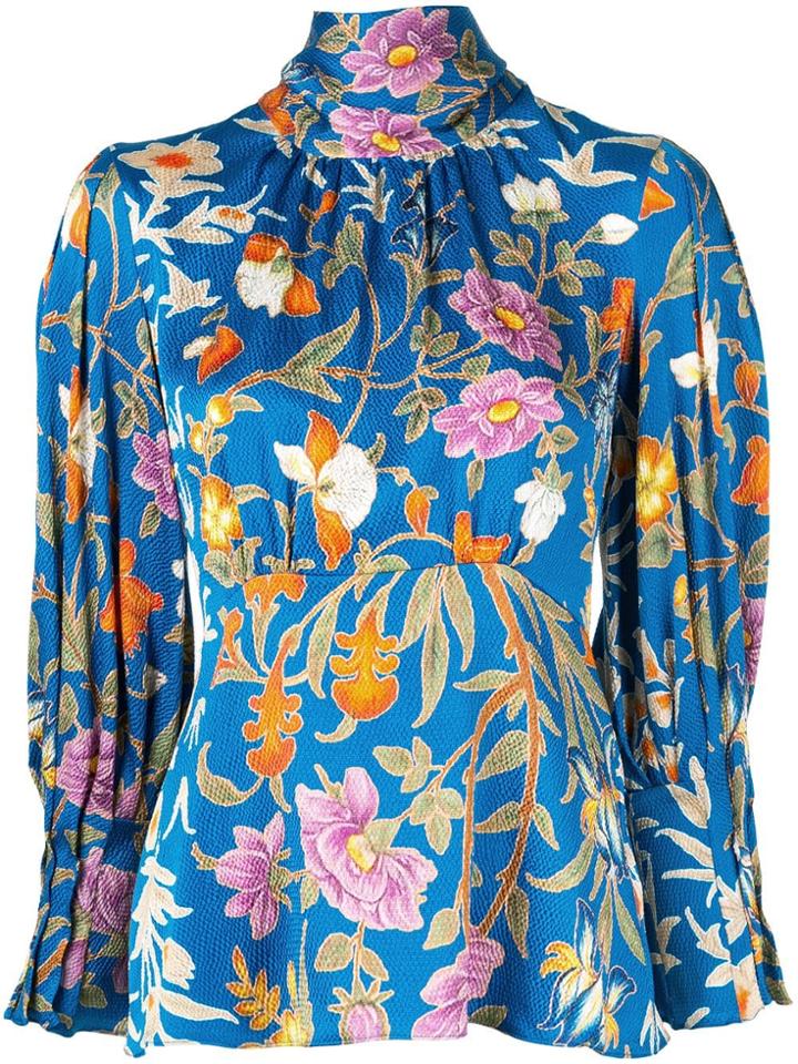 Peter Pilotto Floral High Neck Blouse - Blue