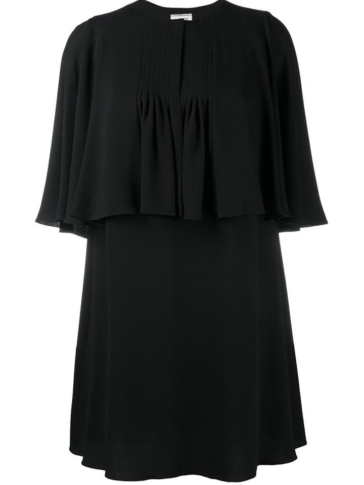 Lanvin Layered Ruffle Top Dress, Women's, Size: 38, Black, Acetate/silk