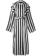 Nina Ricci - Striped Double-breasted Long Coat - Women - Viscose - 34, Women's, Black, Viscose