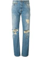 R13 Distressed Boyfriend Jeans, Women's, Size: 28, Blue, Cotton/spandex/elastane