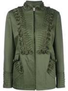 Ermanno Scervino Embroidery Detail Jacket, Women's, Size: 38, Green, Cotton/lyocell/polyamide/spandex/elastane