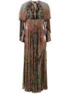 Etro Printed Pleated Long Sleeve Gown - Multicolour