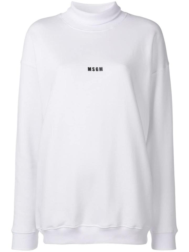 Msgm High Neck Jersey Sweater - White