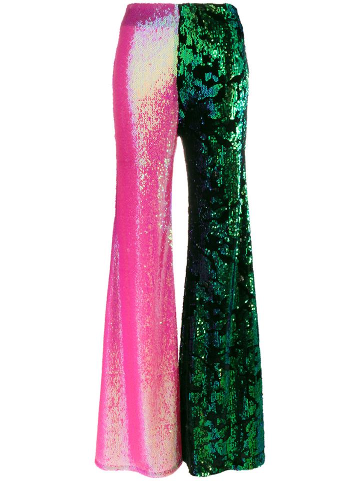 Halpern Contrast Sequin Flared Trousers - Multicolour