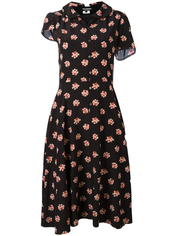 Junya Watanabe Comme Des Garçons Floral Print Shirt Dress, Women's, Size: Small, Black, Polyester/cotton