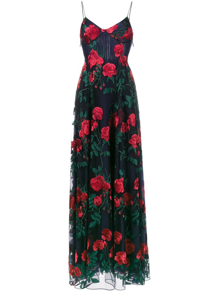 Adam Selman Tulle Gown With Rose Embroidery - Blue
