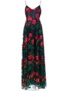 Adam Selman Tulle Gown With Rose Embroidery - Blue