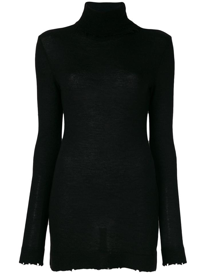 Unravel Project Distressed Roll Neck Dress - Black