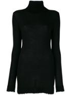 Unravel Project Distressed Roll Neck Dress - Black