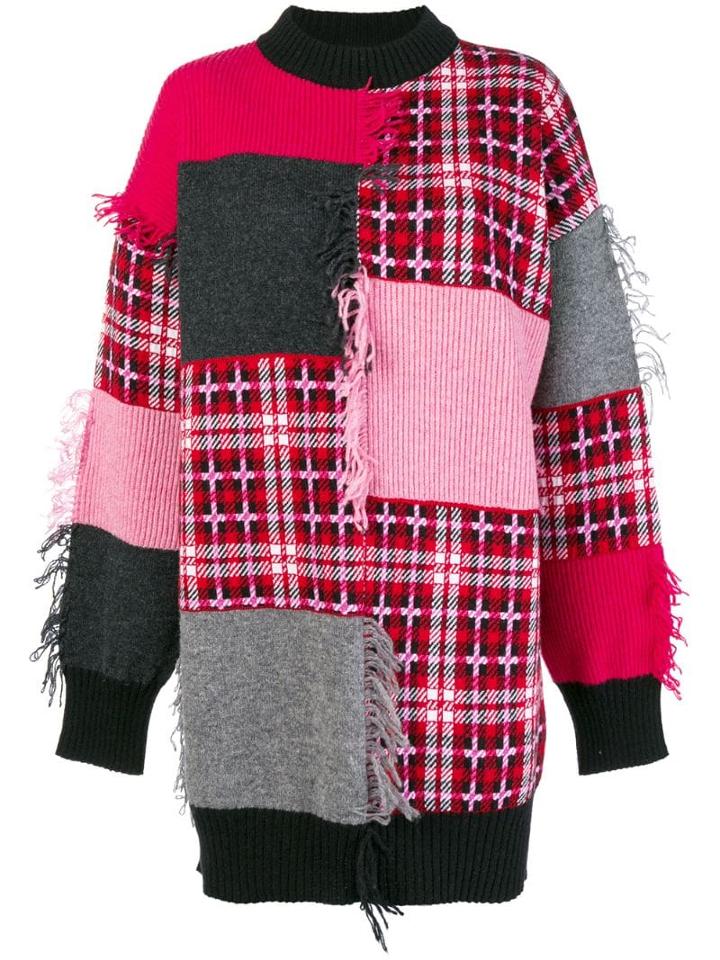 Msgm Patch-work Plaid Sweater - Purple