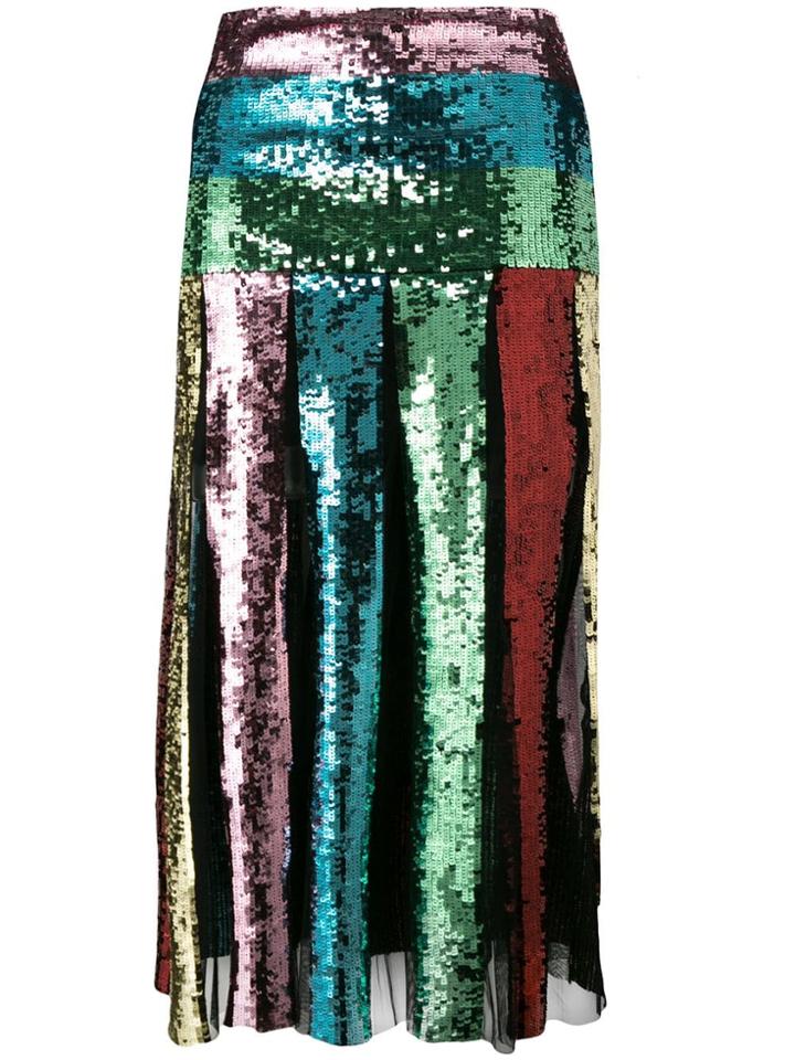 Circus Hotel Sequin Pleated Skirt - Green