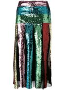 Circus Hotel Sequin Pleated Skirt - Green
