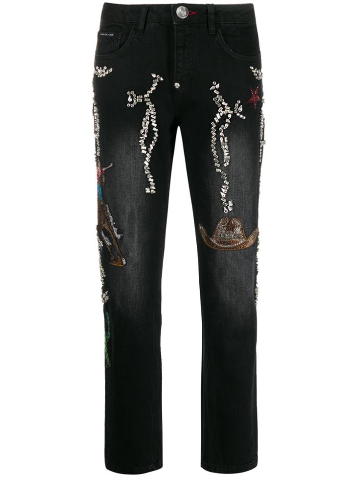 Philipp Plein Cowboy Boyfriend-fit Jeans - Black