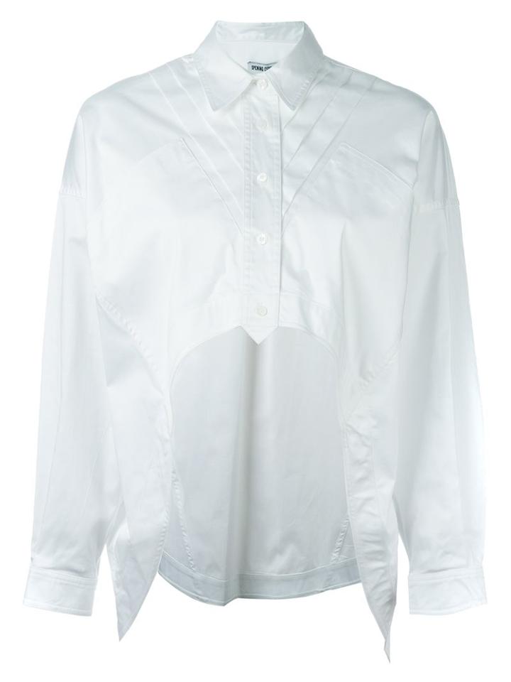 Opening Ceremony High Low Hem Shirt, Women's, Size: 4, White, Cotton/spandex/elastane