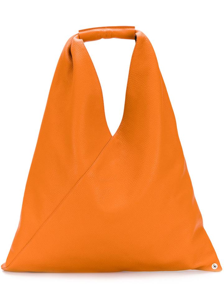Mm6 Maison Margiela - Slouchy Tote - Women - Calf Leather/polyester - One Size, Yellow/orange, Calf Leather/polyester