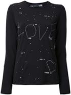 Love Moschino Stars Print Longsleeved T-shirt, Women's, Size: 42, Black, Cotton/spandex/elastane