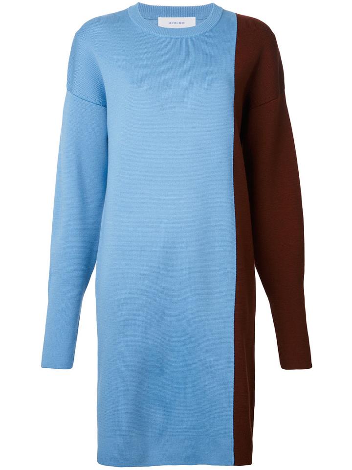 Le Ciel Bleu Colour Block Dress, Women's, Size: 36, Blue, Acrylic/wool