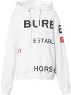 Burberry Horseferry Print Cotton Oversized Hoodie - White