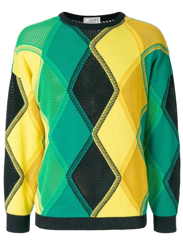 Versace Vintage Geometric Jumper - Yellow & Orange