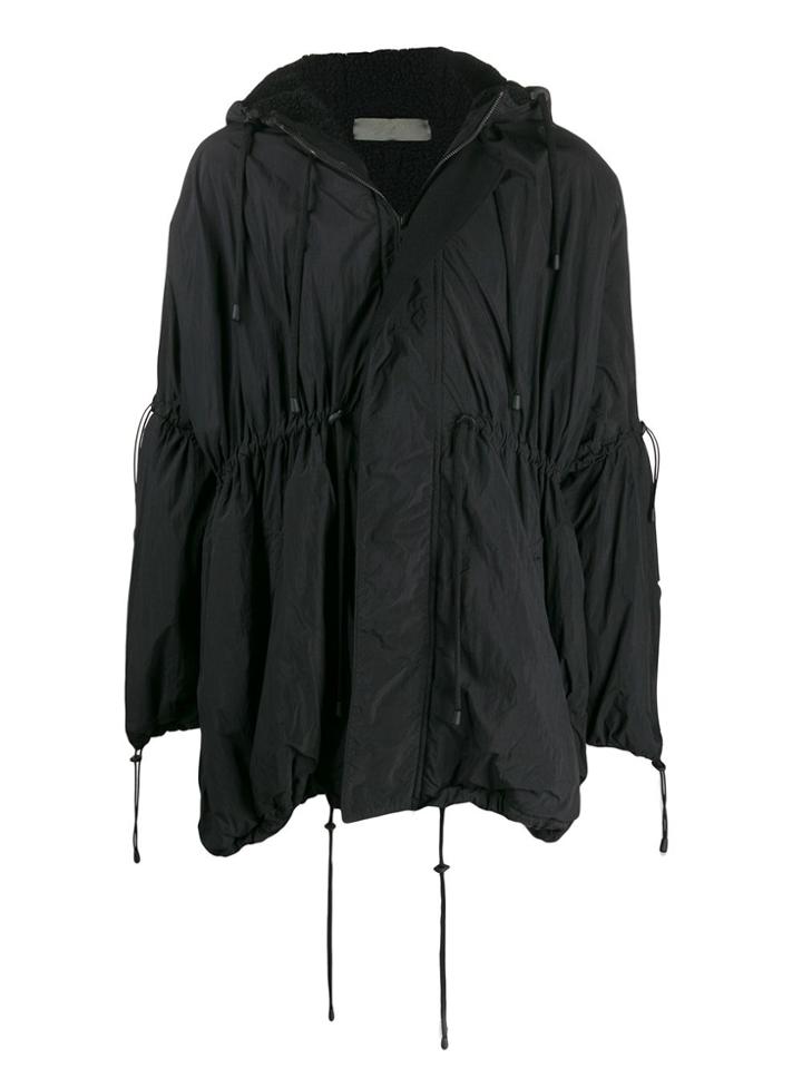 Di Liborio Cinch Detail Hooded Coat - Black