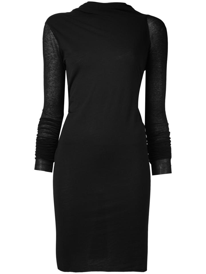 Rick Owens Lilies Twisted Neck Fitted Dress - Black