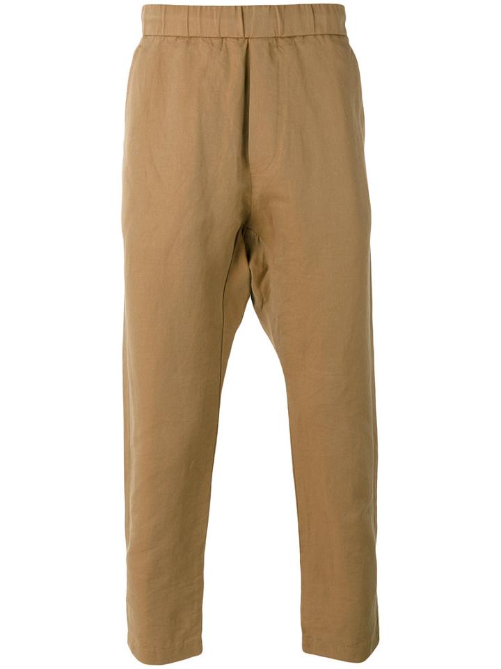 Barena Cropped Pants, Men's, Size: 50, Brown, Cotton/linen/flax