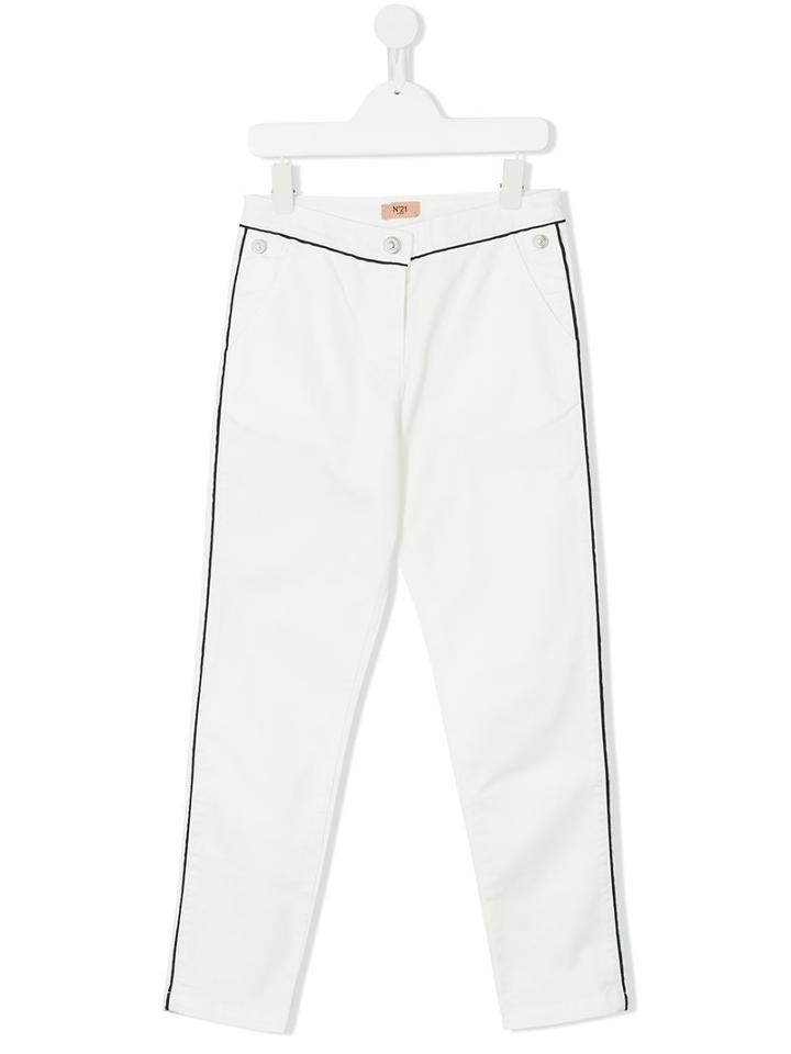 No21 Kids - Piped Trim Trousers - Kids - Cotton/spandex/elastane - 8 Yrs, White