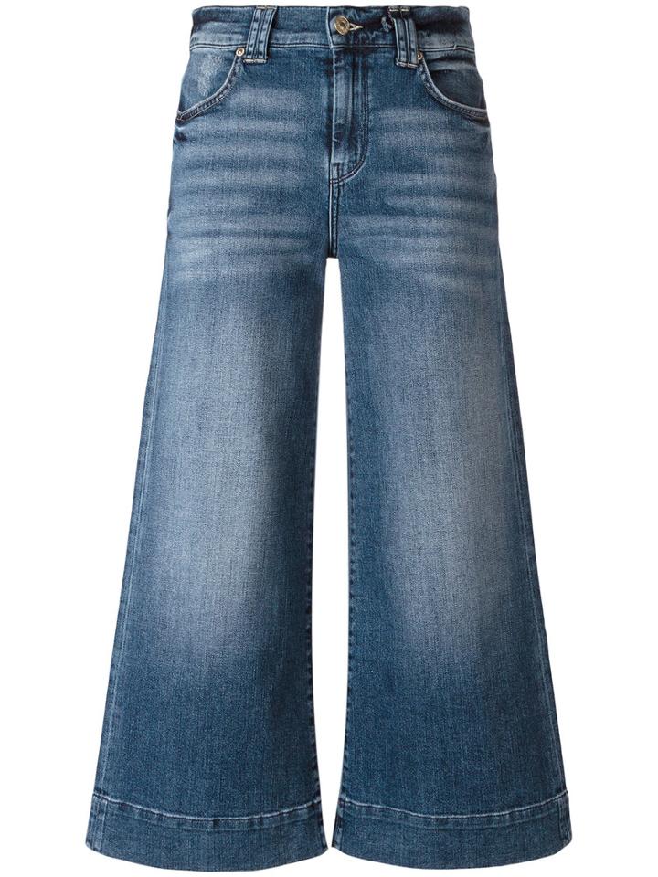 7 For All Mankind Wide-legged Cropped Jeans, Women's, Size: 28, Blue, Cotton/spandex/elastane