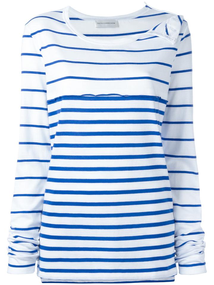 Faith Connexion Striped Blouse, Women's, Size: Medium, White, Cotton