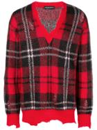 Alexander Mcqueen Checked Print Sweater - Red