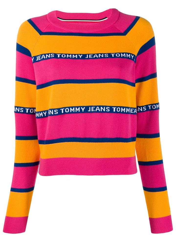 Tommy Jeans Logo Stripe Sweater - Pink